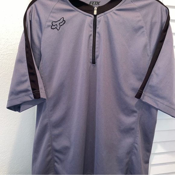FOX RACING “SHIRT” Gray/Black Size Medium 1/4 Zip Back Pocket Short Sleeves EUC - Picture 1 of 5
